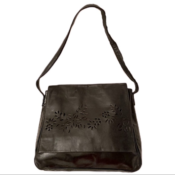 Banana Republic Handbags - Vintage Banana Republic Flower Cut Black Leather Purse